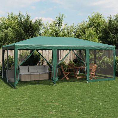 vidaXL Partyzelt mit 10 Mesh-Seitenteilen Grün 6x4 m HDPE