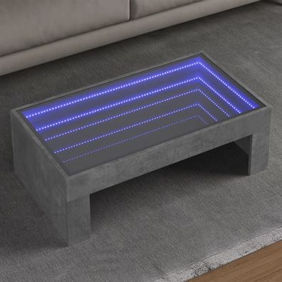 vidaXL Couchtisch mit Infinity-LED Betongrau 90x50x30 cm