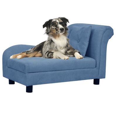 vidaXL Hundesofa mit Kissen Blau 83x44x44 cm Plüsch