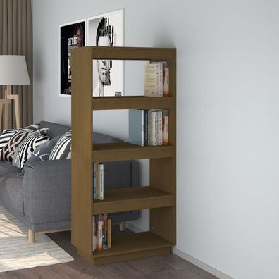 vidaXL Bücherregal/Raumteiler Honigbraun 60x35x135 Massivholz Kiefer