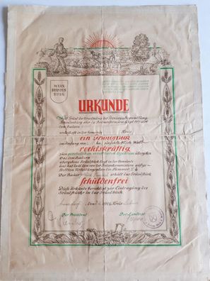 Bodenbesitz Urkunde von 1945 Gemeinde Arensdorf/Kreis Lebus