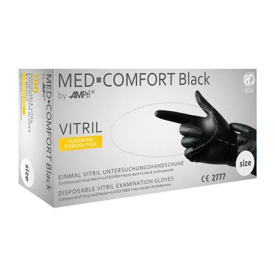 10x MED-COMFORT VITRIL , inyl-Nitril-Untersuchungshandschuh, puderfrei, schwarz, Gr.