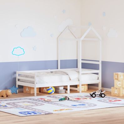 vidaXL Dach für Kinderbett Weiß 108x70x176,5 cm Massivholz Kiefer