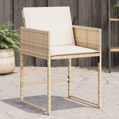 vidaXL Gartenstühle mit Kissen 4 Stk. Beige Poly Rattan