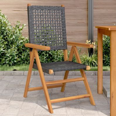 vidaXL Gartenstühle 2 Stk. Schwarz Massivholz Akazie und Poly Rattan