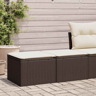 vidaXL 2-tlg. Garten-Sofagarnitur mit Kissen Braun Poly Rattan Akazie