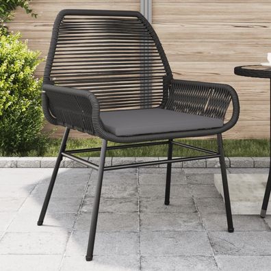 vidaXL Gartenstühle 2 Stk. mit Kissen Schwarz Poly Rattan