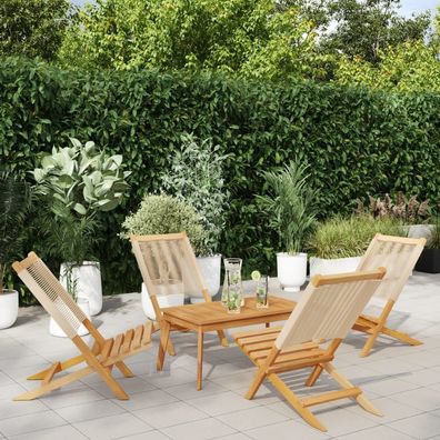 vidaXL Gartenstühle 4 Stk. Klappbar Beige Massivholz Akazie