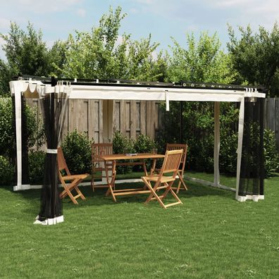 vidaXL Pavillon mit Netzwänden Creme 4x3 m Stahl