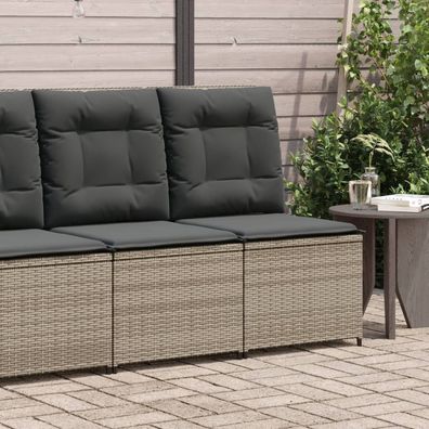 vidaXL Gartensessel mit Liegefunktion und Kissen Grau Poly Rattan