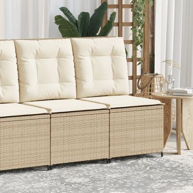 vidaXL Gartensessel mit Liegefunktion und Kissen Beige Poly Rattan