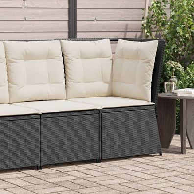 vidaXL Garten-Ecksofa mit Kissen Schwarz Poly Rattan