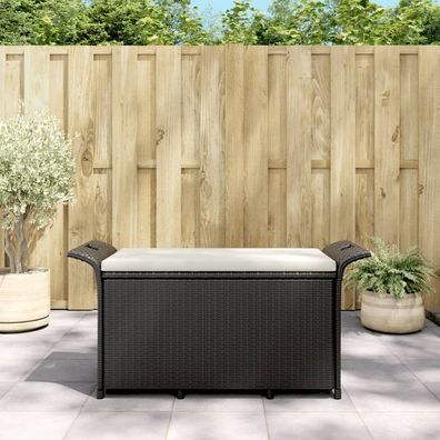 vidaXL Gartenbank mit Kissen Schwarz 116x46x57 cm Poly Rattan