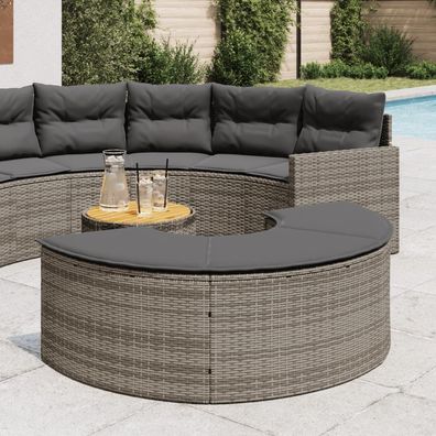 vidaXL Gartenhocker mit Kissen Grau Poly Rattan