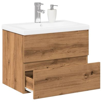 vidaXL Waschbeckenunterschrank mit Einbaubecken Artisan-Eiche