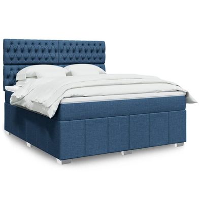 vidaXL Boxspringbett mit Matratze Blau 180x200 cm Stoff