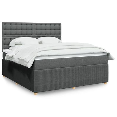 vidaXL Boxspringbett mit Matratze Dunkelgrau 180x200 cm Stoff