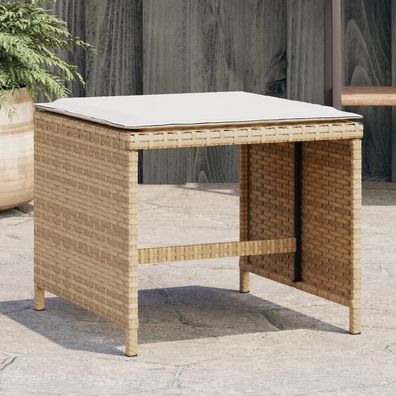 vidaXL Gartenhocker mit Kissen 4 Stk. Beige 40x40x35 cm Poly Rattan