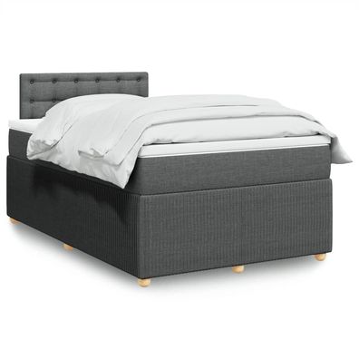 vidaXL Boxspringbett mit Matratze Dunkelgrau 120x200 cm Stoff