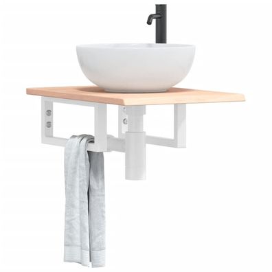 vidaXL Waschtischplatte mit Halterung Stahl und Massivholz Eiche