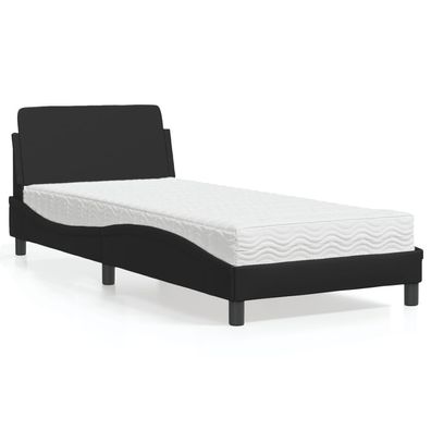 vidaXL Bett mit Matratze Schwarz 80x200 cm Kunstleder