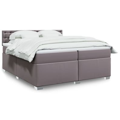 vidaXL Boxspringbett mit Matratze Grau 200x200 cm Kunstleder