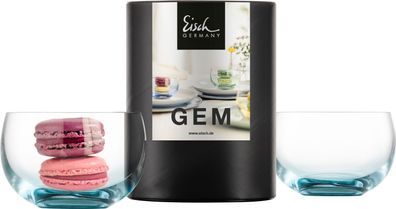 Eisch 2 Dessertschalen 310/10 aqua in Geschenkröhre GEM 30031014