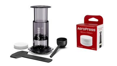 AeroPress Vorteilsset Coffee Make Clear Black + 350 Mikrofilter