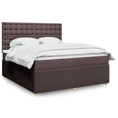 vidaXL Boxspringbett mit Matratze Dunkelbraun 180x200 cm Stoff