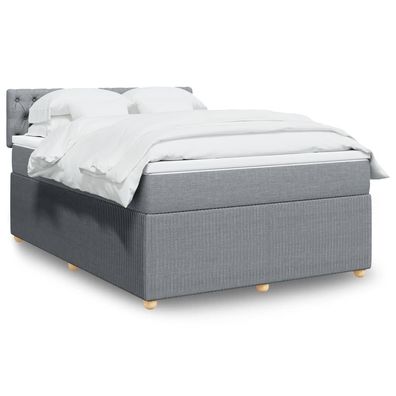 vidaXL Boxspringbett mit Matratze Hellgrau 140x200 cm Stoff