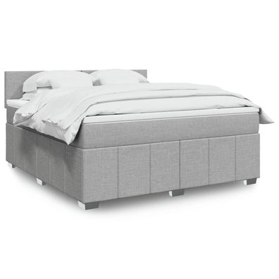 vidaXL Boxspringbett mit Matratze Hellgrau 180x200 cm Stoff