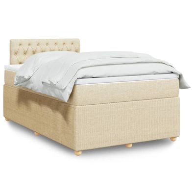 vidaXL Boxspringbett mit Matratze Creme 120x190 cm Stoff