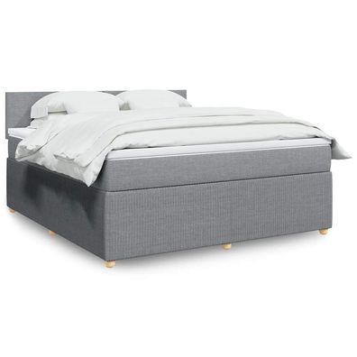 vidaXL Boxspringbett mit Matratze Hellgrau 180x200 cm Stoff