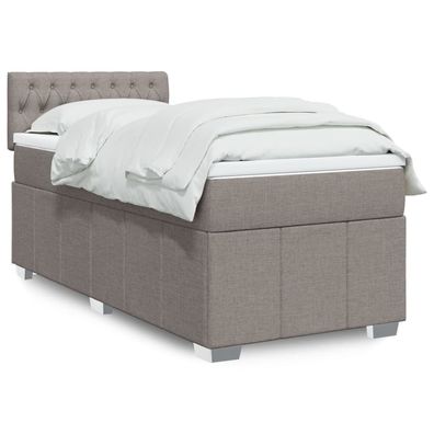 vidaXL Boxspringbett mit Matratze Taupe 100x200 cm Stoff