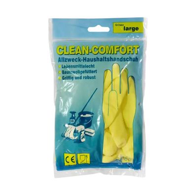 CLEAN-COMFORT, Latex-Haushaltshandschuh, gelb, Gr. M | Packung (1 Paare) (Gr. M)