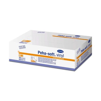 10x Hartmann Peha-soft® Vinyl Einmalhandschuhe, puderfrei - L / Transparent | Packung