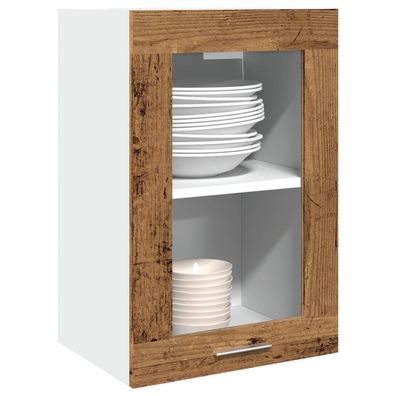 vidaXL Hängeschrank Glas Altholz-Optik 40x31x60 cm Holzwerkstoff