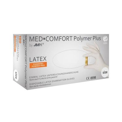 MED-COMFORT Polymer Plus, Latex-Untersuchungshandschuh, puderfrei, hellbeige, Gr. L |