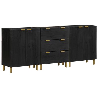 vidaXL 3-tlg. Sideboards Schwarz Holzwerkstoff