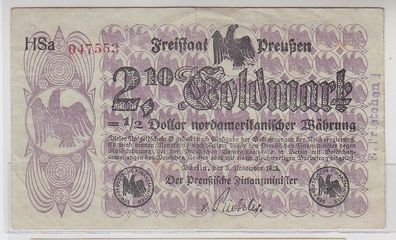 Wertbeständiges Notgeld 2,10 Goldmark Freistaat Preußen 3.11.1923