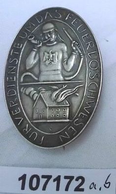 seltenes Feuerwehr-Ehrenzeichen Freistaat Preussen ovale Form Silber (107172)