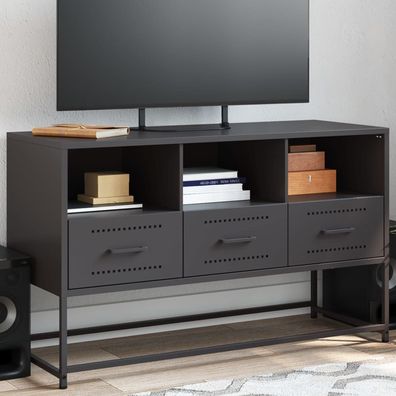 vidaXL TV-Schrank Schwarz 100,5x39x60,5 cm Stahl