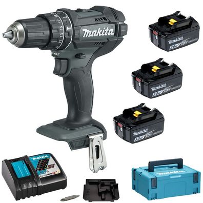 Makita Akku Schlagbohrschrauber Schrauben Ladegerät 3xAkku 18V Black DHP482F3JB