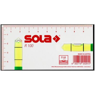 Sola Mini Wasserwaage Kompakt 100x50x15mm grün Acrylglas R 100 01622101