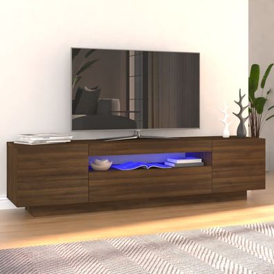 vidaXL TV-Schrank mit LED-Leuchten Braun Eichen-Optik 160x35x40 cm