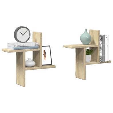 vidaXL Wandregale 2 Stk. Sonoma-Eiche 38x12x38 cm Holzwerkstoff