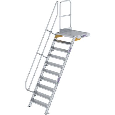 Günzburger Steigtechnik Treppe mit Plattform 60° Stufenbreite 800 mm 10 Stu