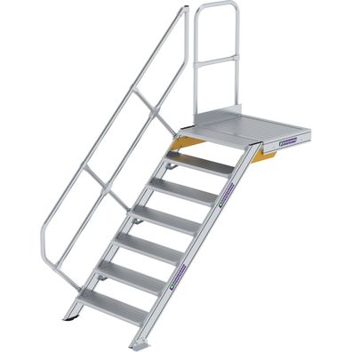 Günzburger Steigtechnik Treppe mit Plattform 45° Stufenbreite 800 mm 7 Stuf