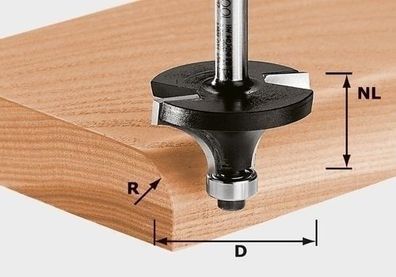 Festool Abrundfräser HW Schaft 8 mm HW S8 D31,7/R9,5 KL - 491015