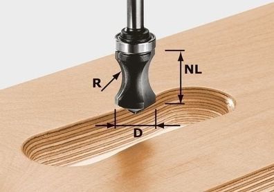 Festool Griffmuldenfräser HW Schaft 8 mm HW S8 R16/NL32 - 491033